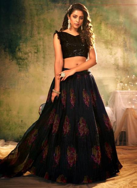 Black Colour Shreematee Vihana New Exclusive Wedding Wear Heavy Organza Printed Lehenga Collection 106